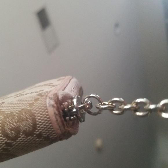 Gucci Monogram Canvas Long Accordion Heart Charm Zip Wallet w/Pink Leather Trim - Picture 7 of 16